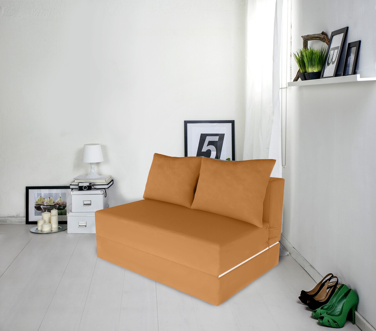 Urban Living Kihúzhatós kanapé, 136x80x40 cm, sárgadinnye
