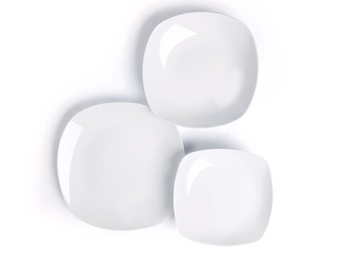 18 részes étkészlet, Négyzet, Excelsa, porcelán, fehér