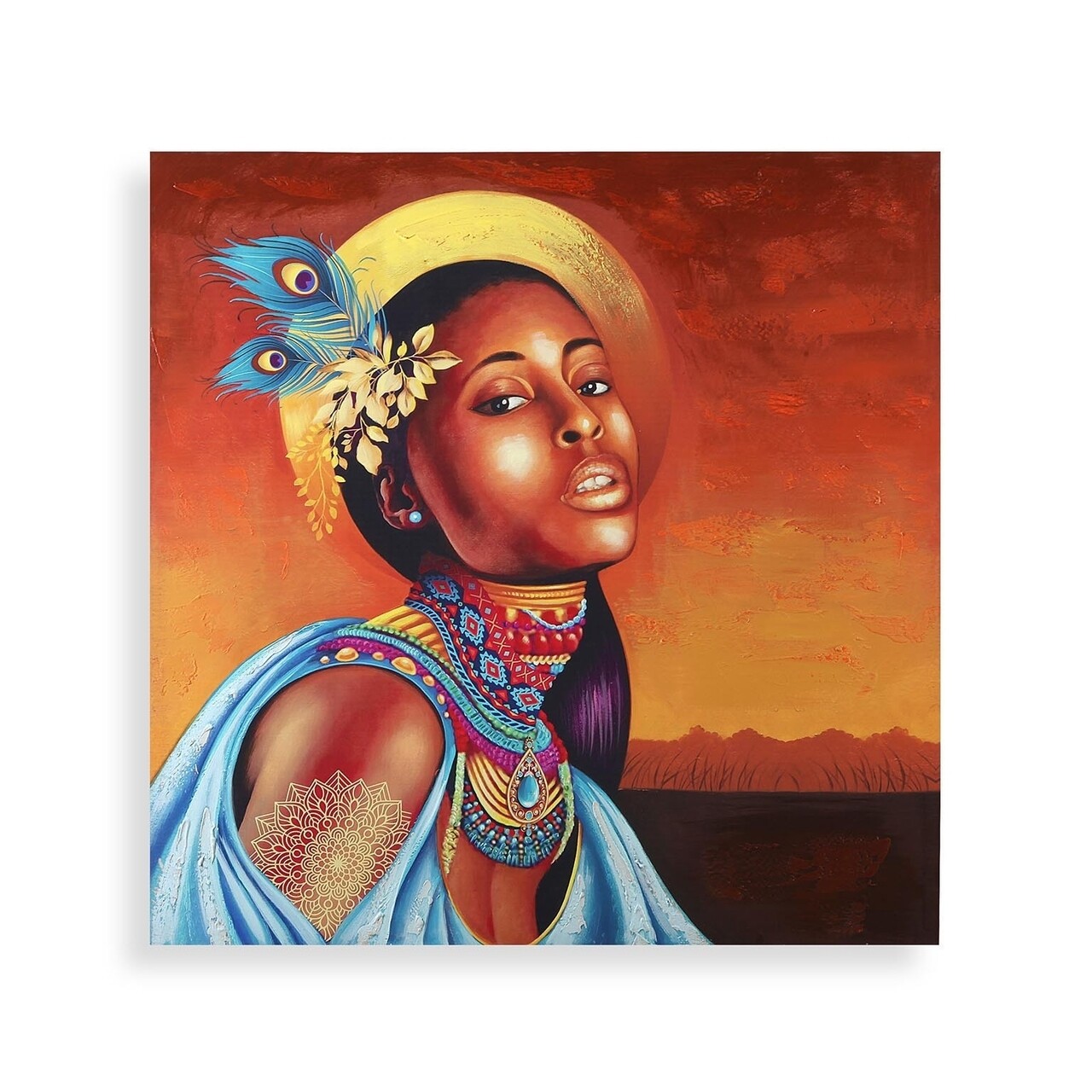 Ethnic woman dísz kép, versa, 80x80 cm, kanavász