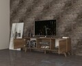 TV szekrény D2306TV150LM003, Gauge Concept, 150x35x47 cm, PAL, mogyoró / fehér