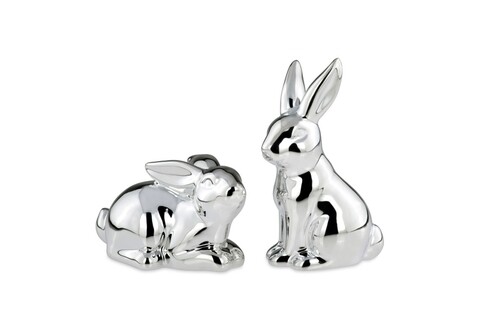 Rabbit 2 db Dekoráció Hermann Bauer, porcelán, ezüst