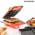 Wafflicher Gofrisütő és szendvicskészítő 2 az 1-ben receptekkel, InnovaGoods, 600W, piros
