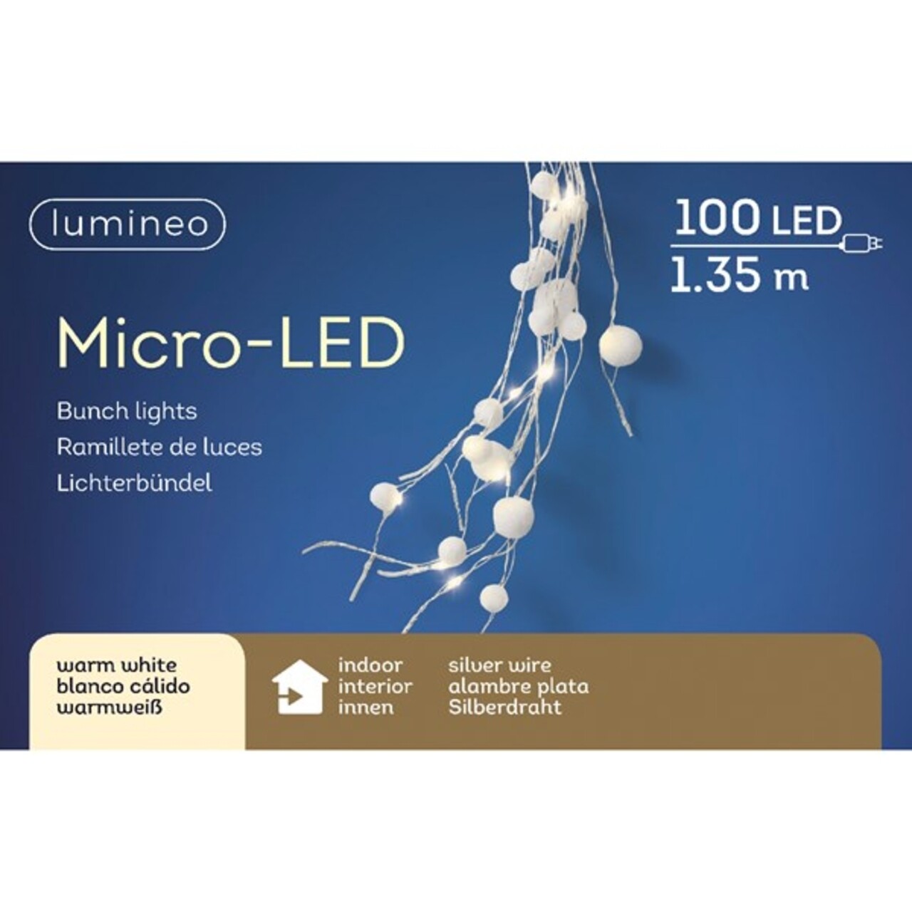 Lumineo Fényfűzér, 135 Cm, 100 LED, Meleg Fény