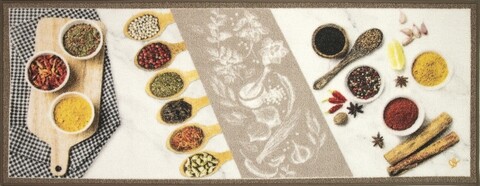 Konyhai szőnyeg, Olivio Tappeti, New Smile Modern, White Spice, 50 x 100 cm, nejlon, többszínű