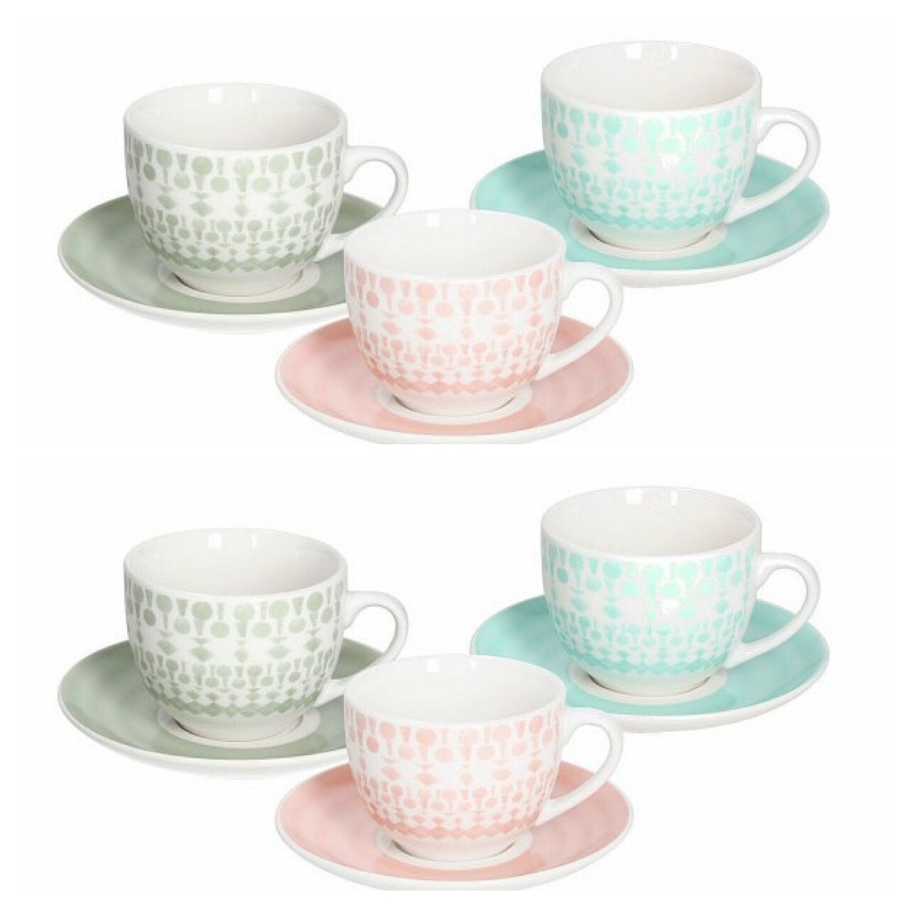 Gipsy Soft 6 db Kávés készlet kistányérral, Tognana, 250 ml, porcelán, többszínű