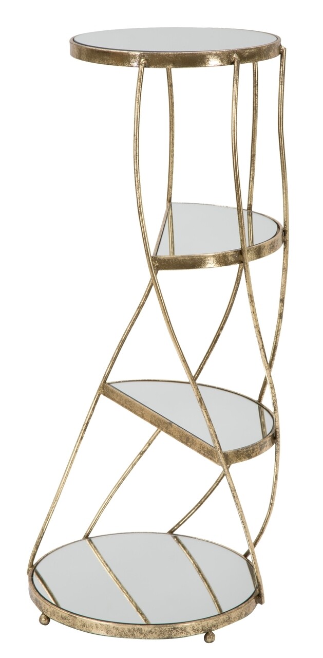 Twisty Magas asztalka, Mauro Ferretti, 38x86 cm, vas/üveg, aranyszín