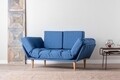 Nina Daybed Kihúzható kanapé, Futon, 3 személyes, 200x70 cm, fém, világoskék