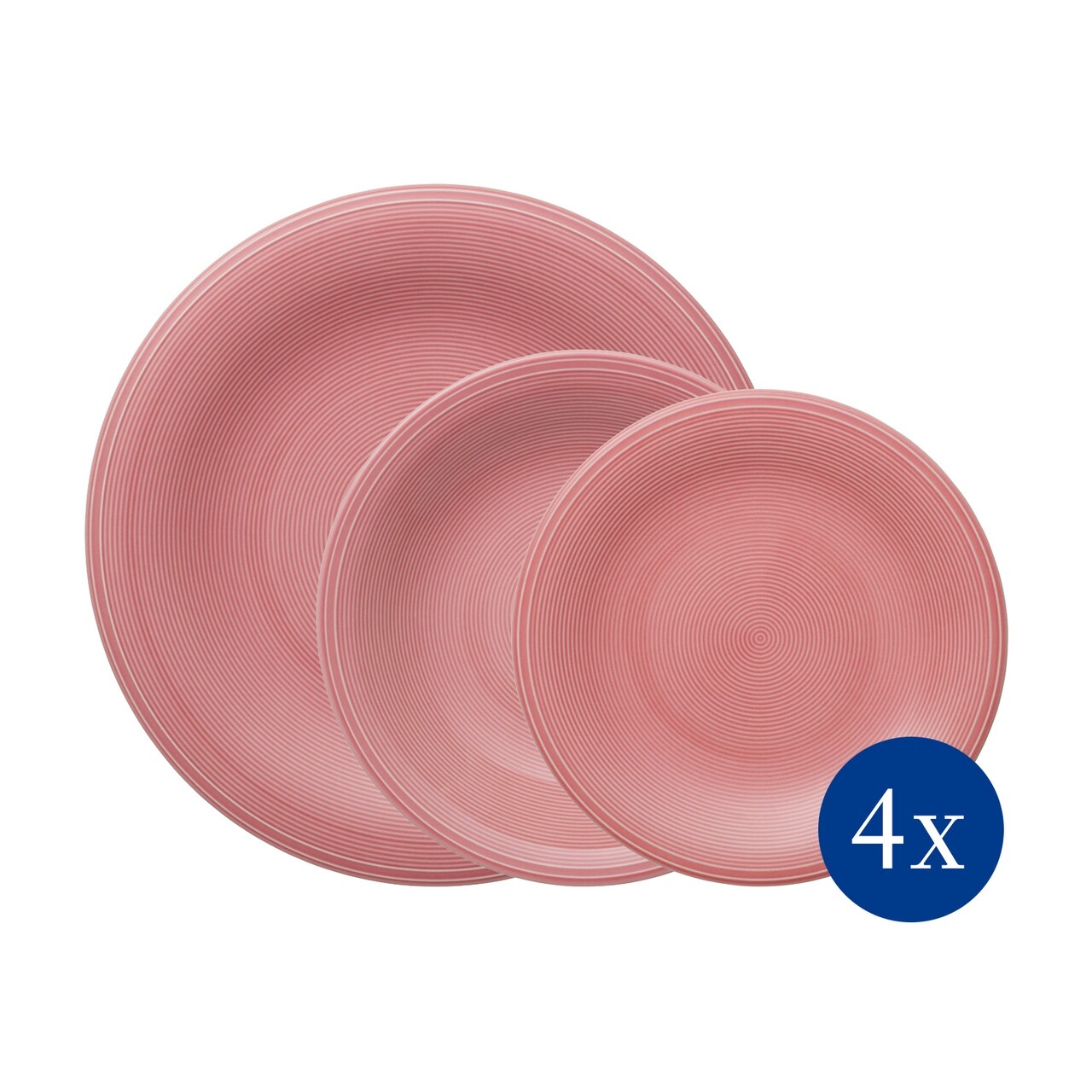 Asztali készlet 12 darab, Like Villeroy & Boch, Color Loop Rose, prémium porcelán, rózsaszín