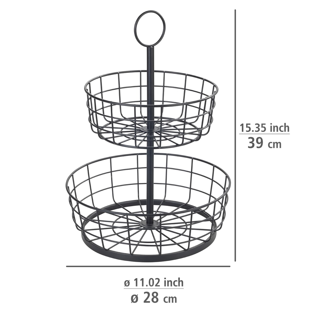 Többszintes Tárolókosár, Weko, Multi, 28 X 39 Cm, Fém, Fekete