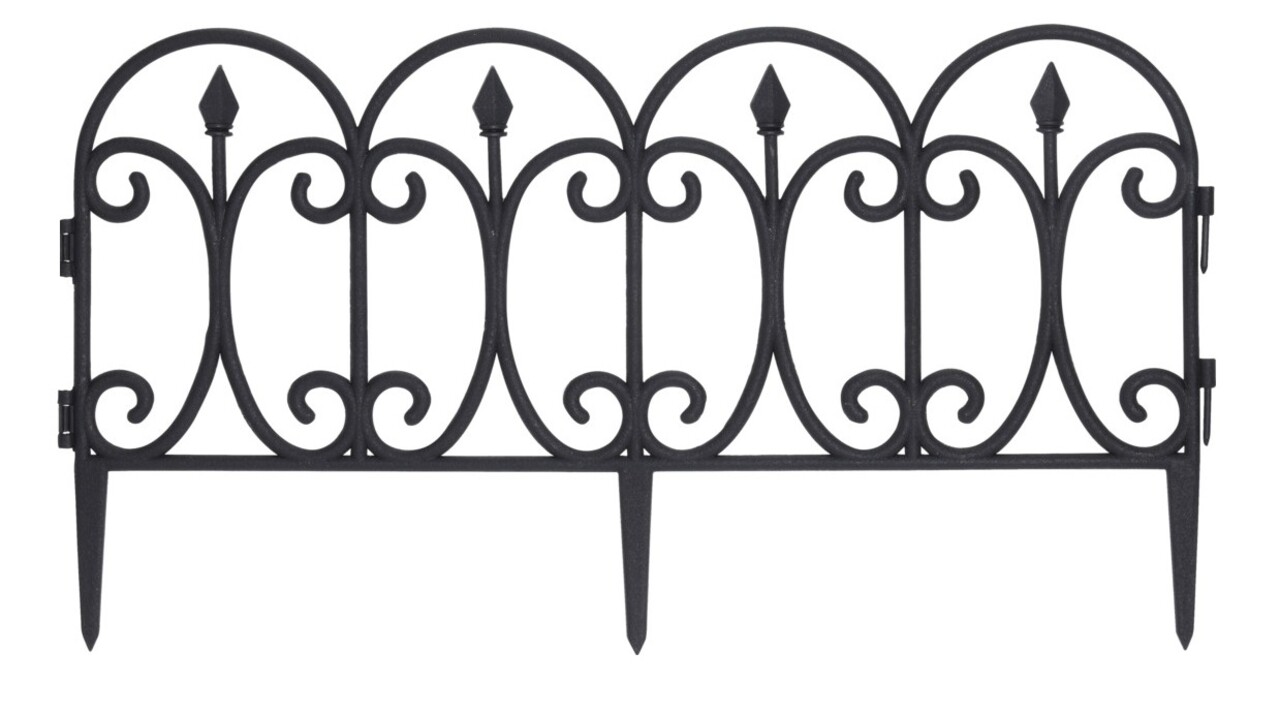 Fence Mini kerítés, 4 db, 60x30 cm, polipropilén, fekete