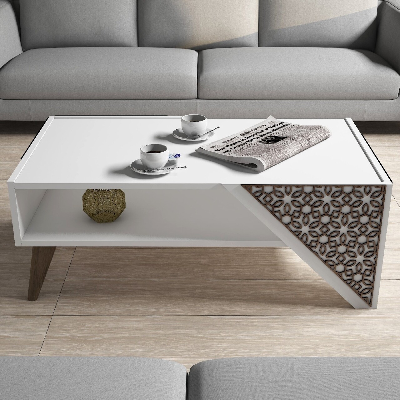 Beril White Dohányzóasztal, Hommy Craft, 105x58x40 Cm, Fehér