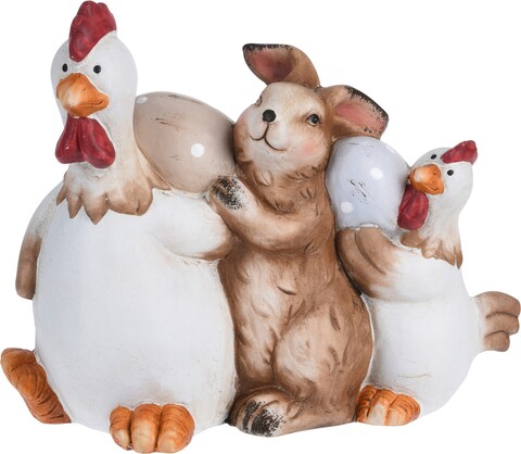 Chicken&Bunny&Chick Dísz, 13x8x18 cm, kerámia, színes