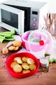 Dupla mikrohullámú pároló, Snips Steamer, 4 L, polipropilén, piros