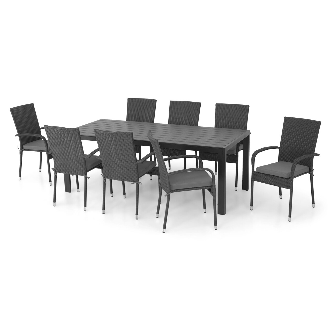 Maison presley/encore asztal + 6 szék , acél, fekete