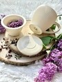 Ice Cream Bögre szűrővel, Duo, 430 ml, porcelán, krémszín/aranyszín