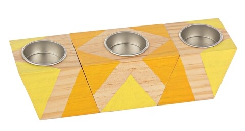Bizzotto Gyertyatartó 3 gyertyának, Block, 22 x 6 cm, fa, színes
