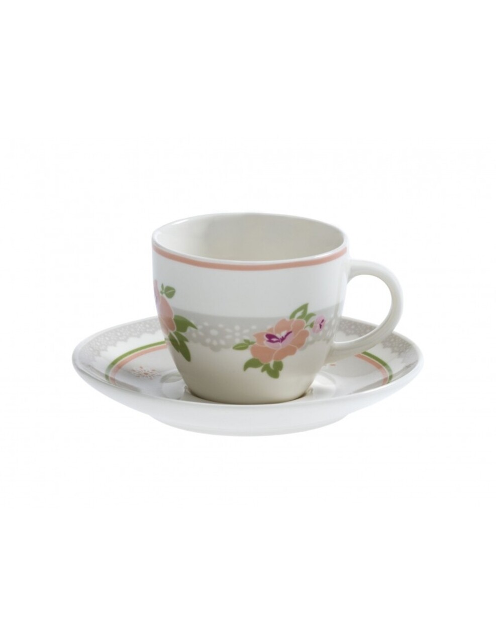 4 Db-os Csésze Kávés Tányérral, Nonna Rosa S, Brandani, 90 Ml, Porcelán