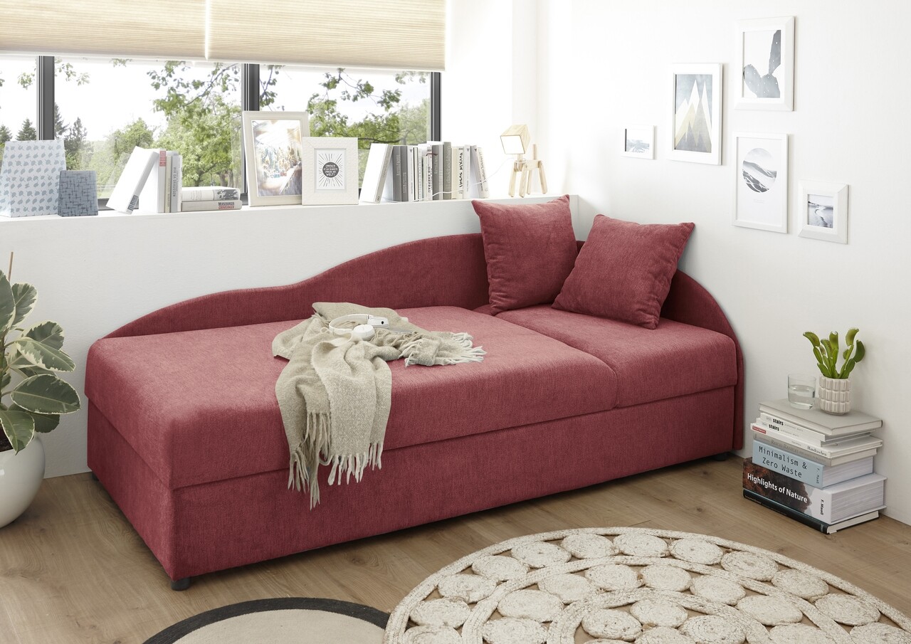 Black red white ágy típusú kanapé, laura berry, 75 x 95 x 201 cm, pal/fém/ műanyag/poliészter