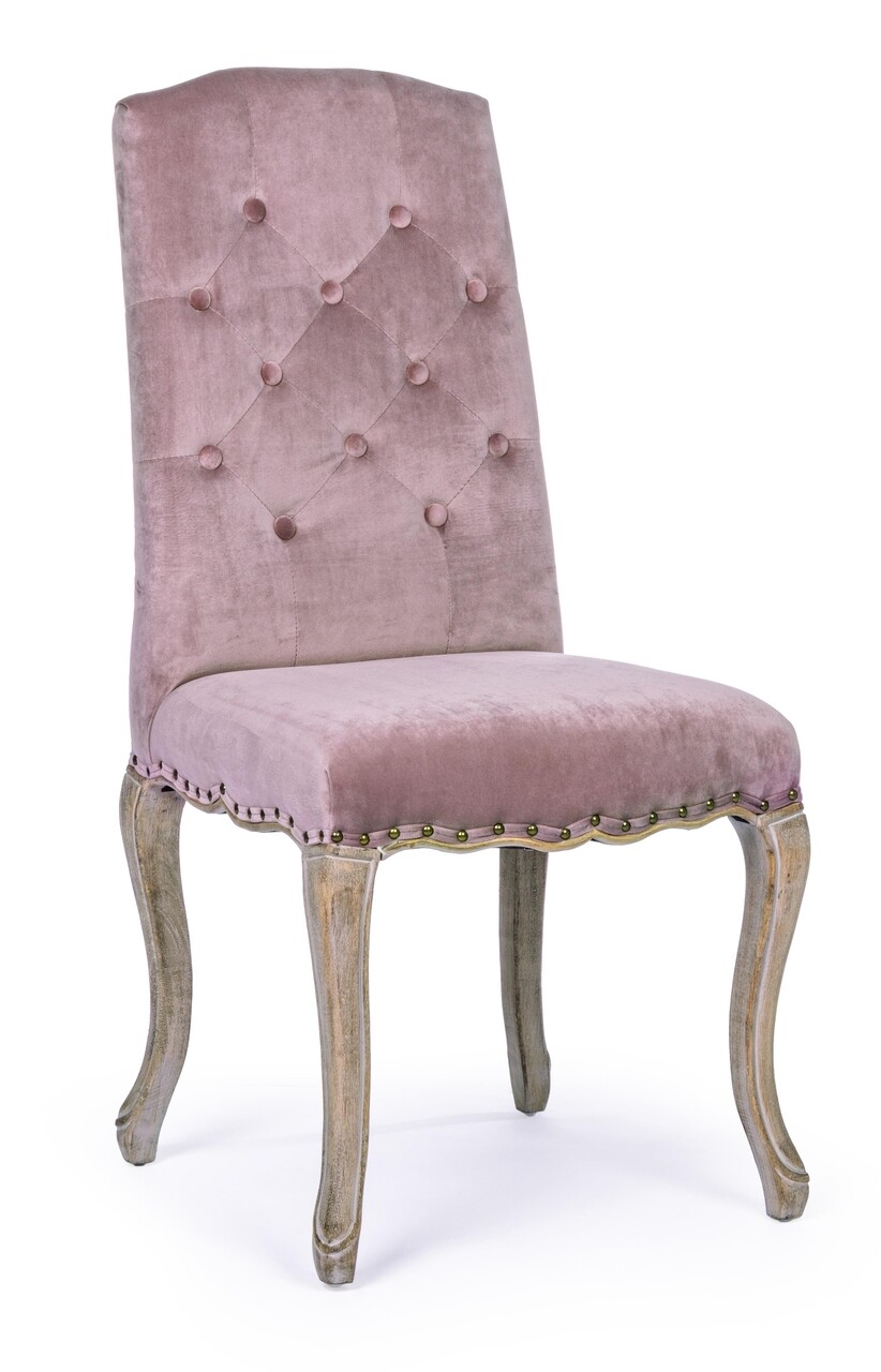 Diva szék, bizzotto, bársony, 51x53x99 cm, púder rózsaszín