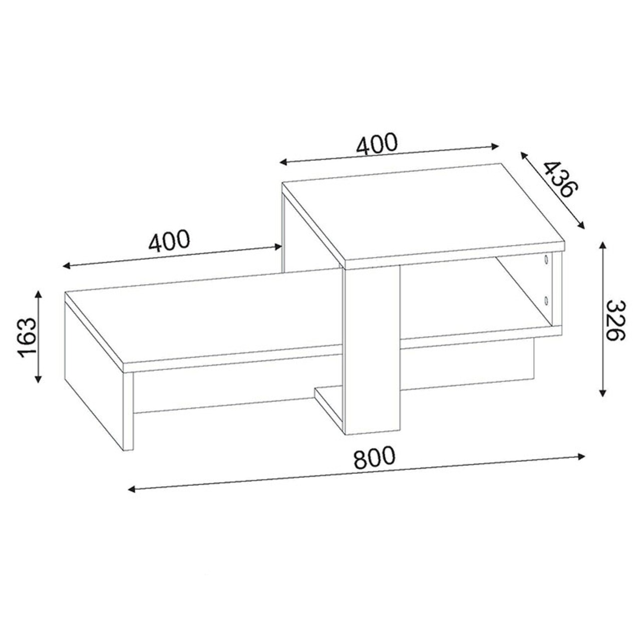 Dohányzóasztal PWF-0307, ​​Pakoworld, 80x43,5x32,5 Cm, Melamin Forgácslap, Dió / Fehér