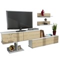 Maximusa TV Komód 2 polccal, Furny Home, 210x29.5x59 cm, alb/bej