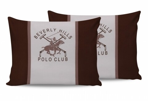 2 db párnahuzat 50x70, 100% pamut, Beverly Hills Polo Club, BHPC 029, fehér/barna