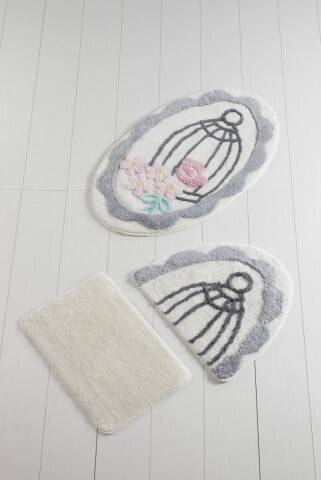 Set 3 covorase de baie, Chilai, Sweet Bird - Grey