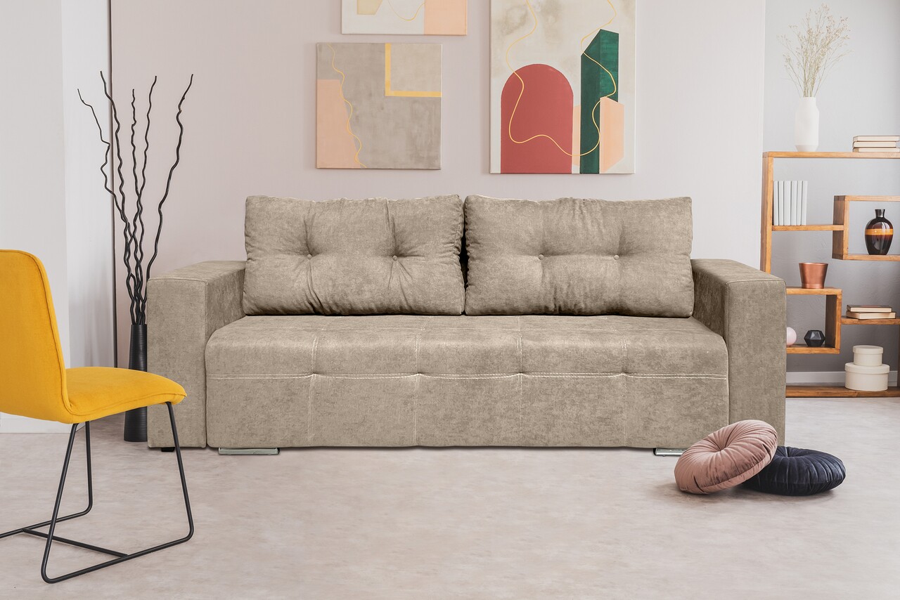 Bedora venice kihúzhatós kanapé 238x96x80 cm, tárolóládával, bézs