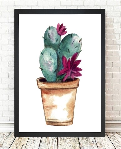 Lovable Cactus Kép, Tablo center, 24x29 cm, MDF, színes