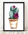 Lovable Cactus Kép, Tablo center, 24x29 cm, MDF, színes