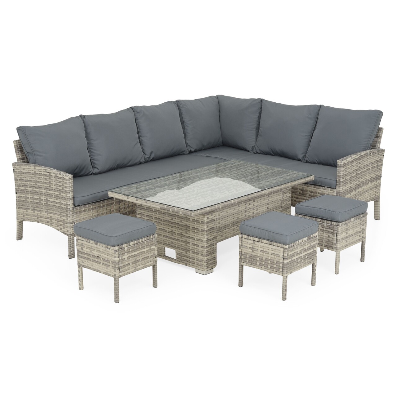 Nantes Kerti bútor szett, 6 darabos, acél/poliészter, szürke