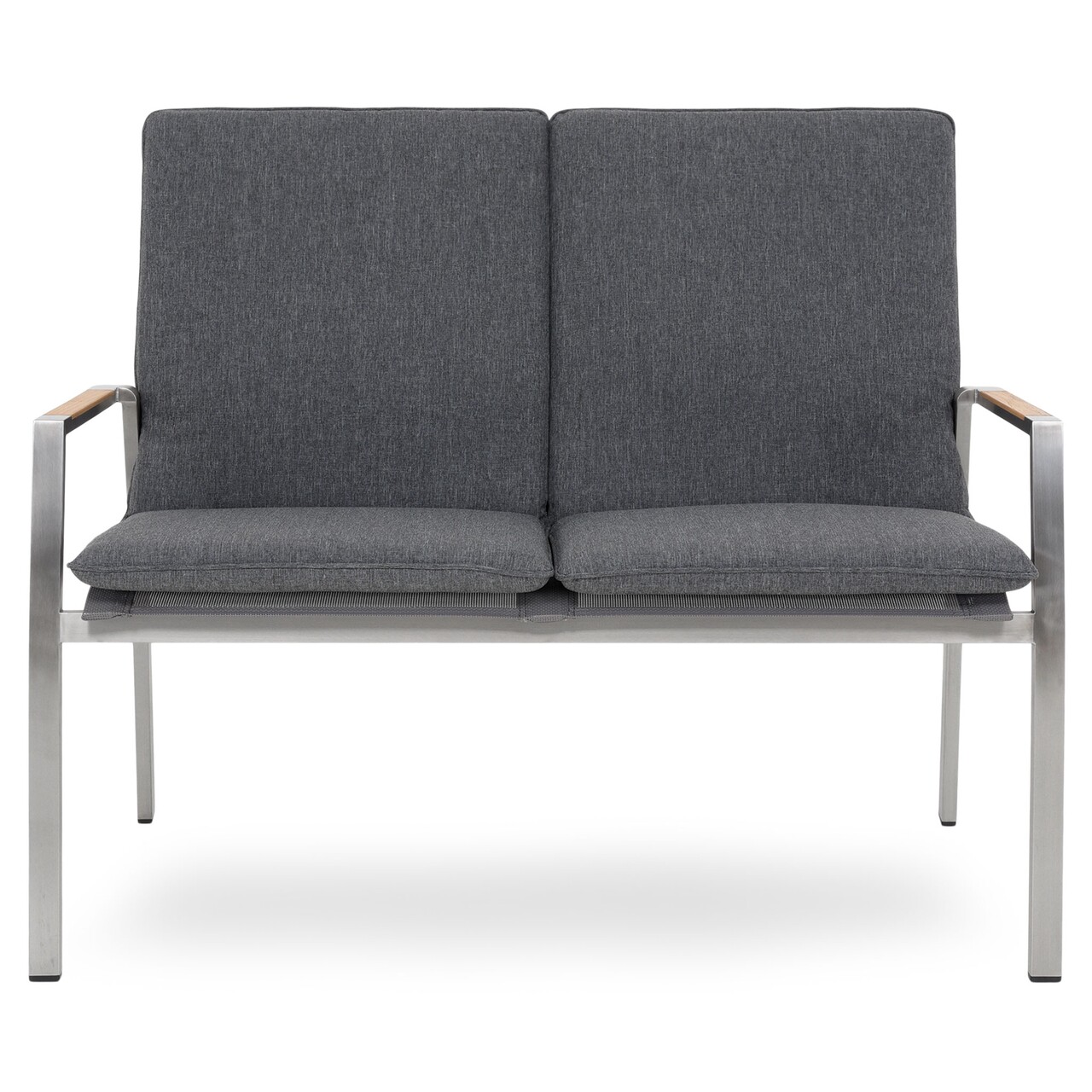 Maison collodi kétszemélyes kanapé, l.115 l.63 h.92.5 cm, rozsdamentes acél, szürke/természetes