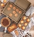 Sütőtálca, Arany, Brandani, 40x28 cm, tapadásmentes szénacél, 12 muffin