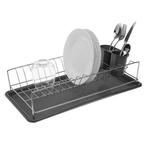 Versa Edénycsepegtető evőeszköz tartóval, 50.5x24.7x11.6 cm, vas, szürke