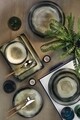 Evőeszközök, 26 db, Kutahya Porselen, NNTS26YS890233, porcelán, sötétkék / barna