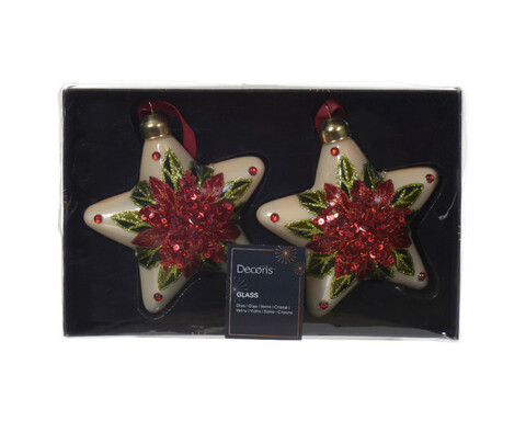 Star w spangles 2 db Díszgömb szett, Decoris, 9x10 cm, üveg, színes
