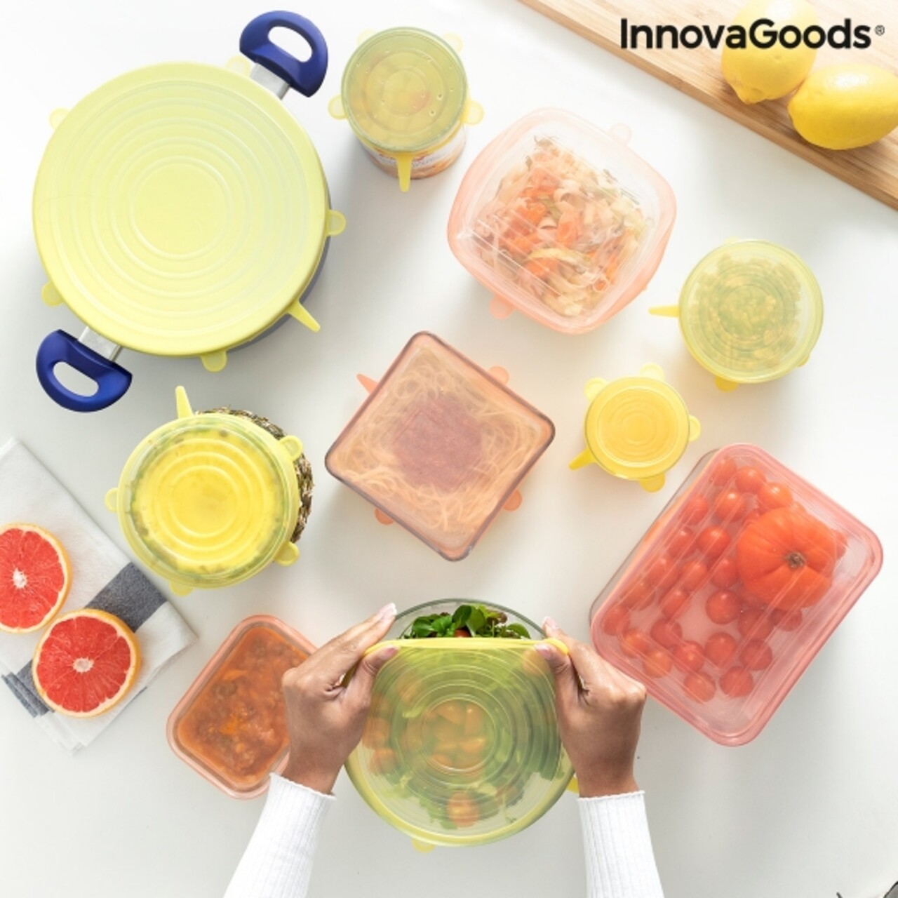 Lilyd InnovaGoods 10 db újrafelhasználható és állítható konyhai fedő készlet
