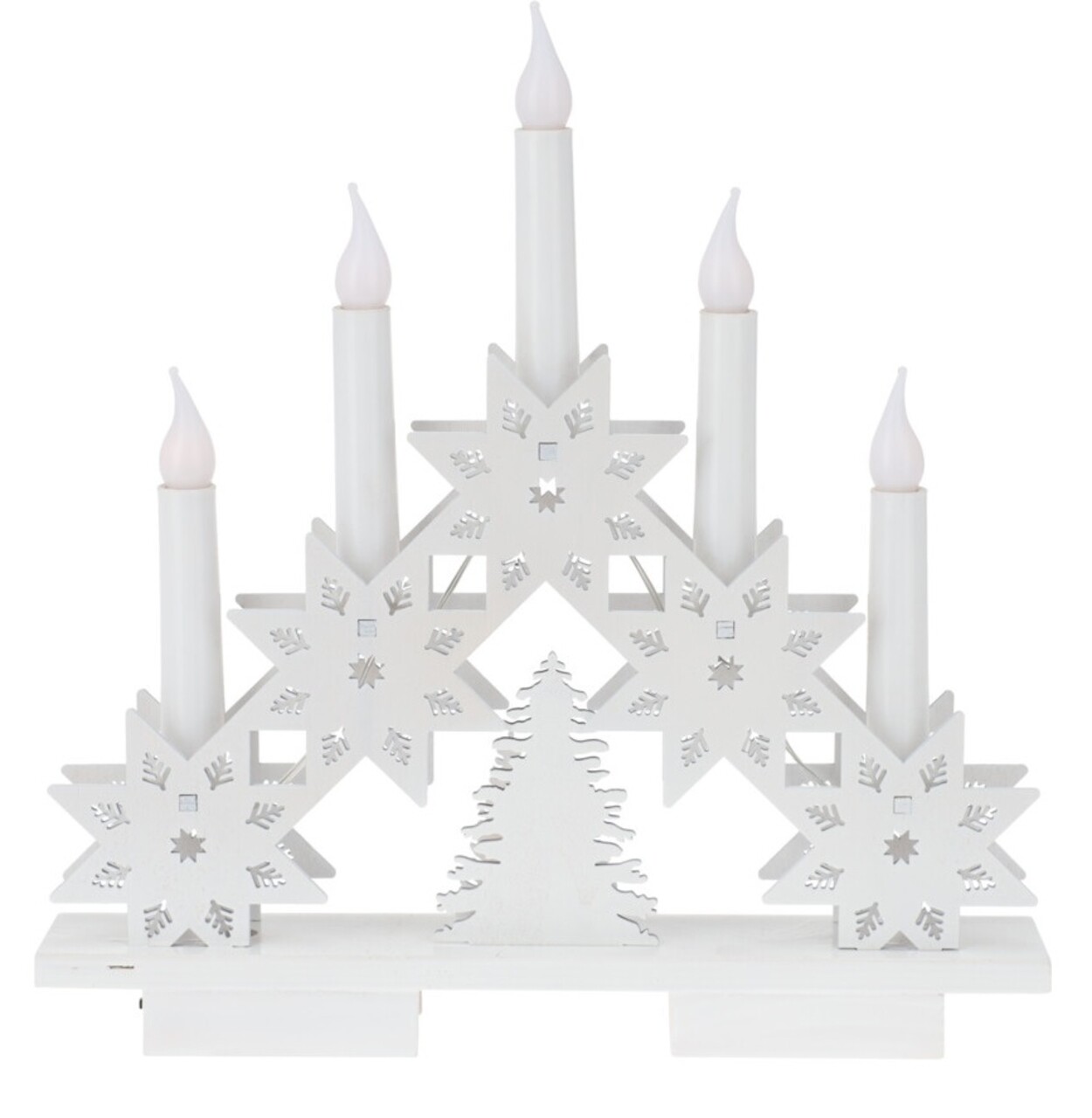 Candle Bridge Fénydekoráció, 30x5x30 cm, 6 LED-el, MDF, fehér