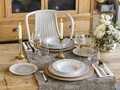 18 részes étkészlet, Olimpia Vichy Beige, Tognana, porcelán, fehér / bézs