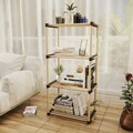 Seowood Többfunckiós rendszerező, 4 polccal, 92.5 x 49 x 28 cm, tömör fa, természetes