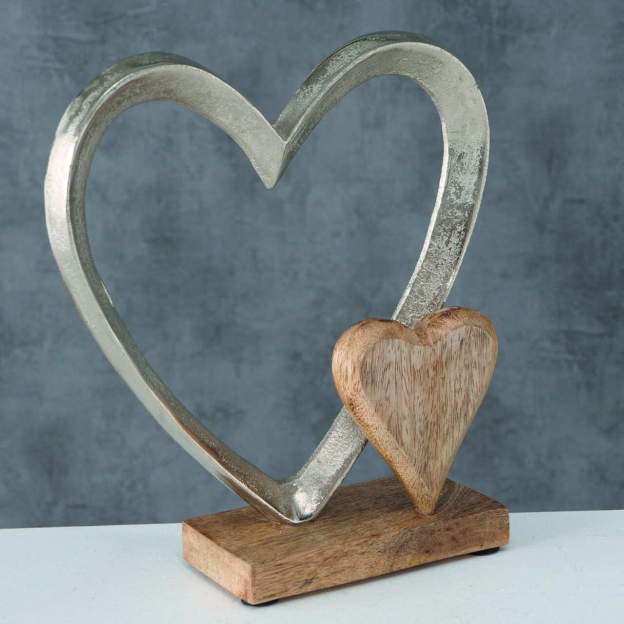 Carolyn Heart Dekoráció, Boltze, 22x18x7.5 Cm, Mangófa/alumínium