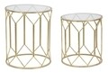 Golden Pair 2 db Dohányzóasztal, Mauro Ferretti, vas/üveg, aranyszín