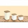 Bambusz étel doboz, Jocca, 11,6 x 11,6 x 9,6 cm, bambusz, fehér / natúr