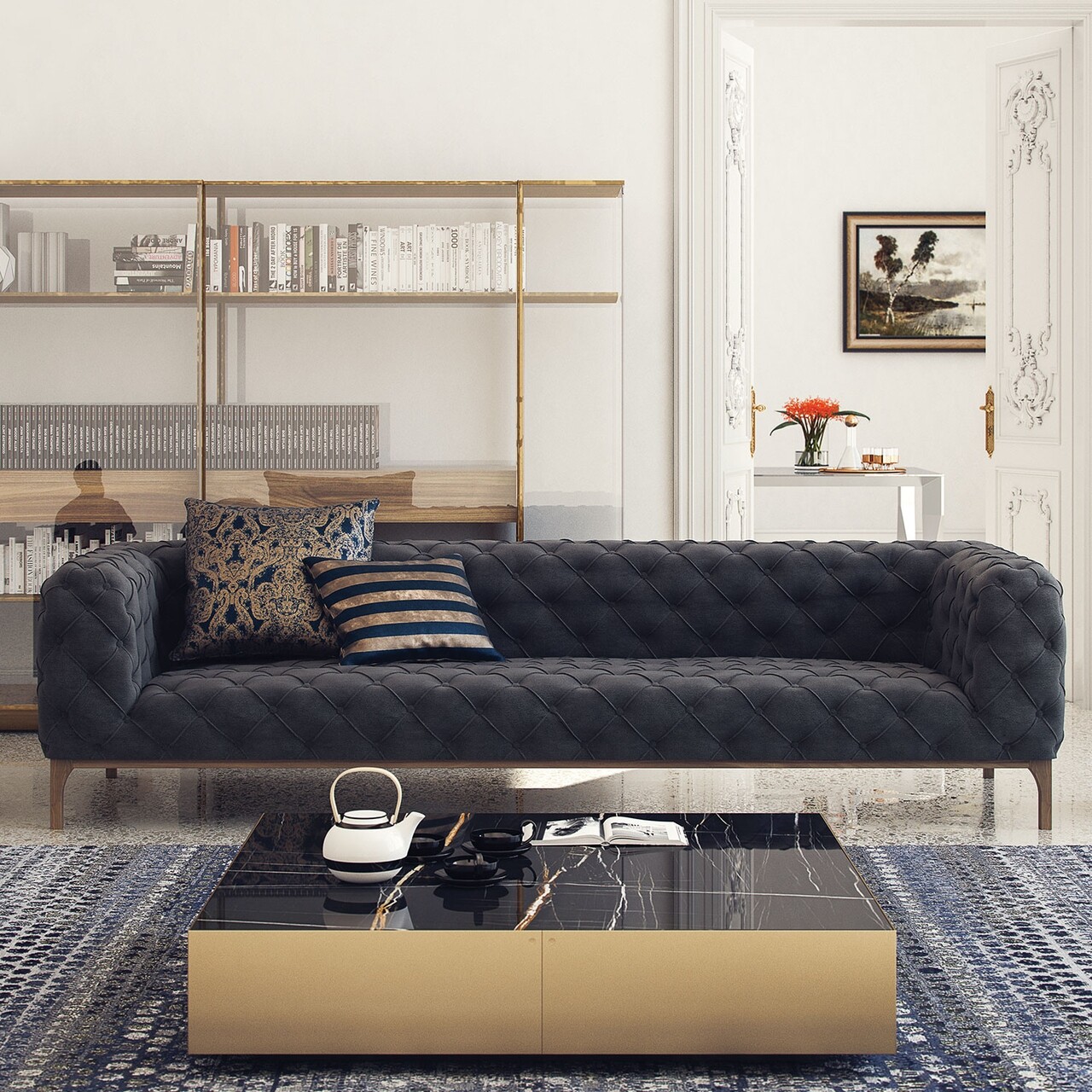 Fashion kanapé, ndesign, 4 locuri, 273x100x71 cm, fa, szürke