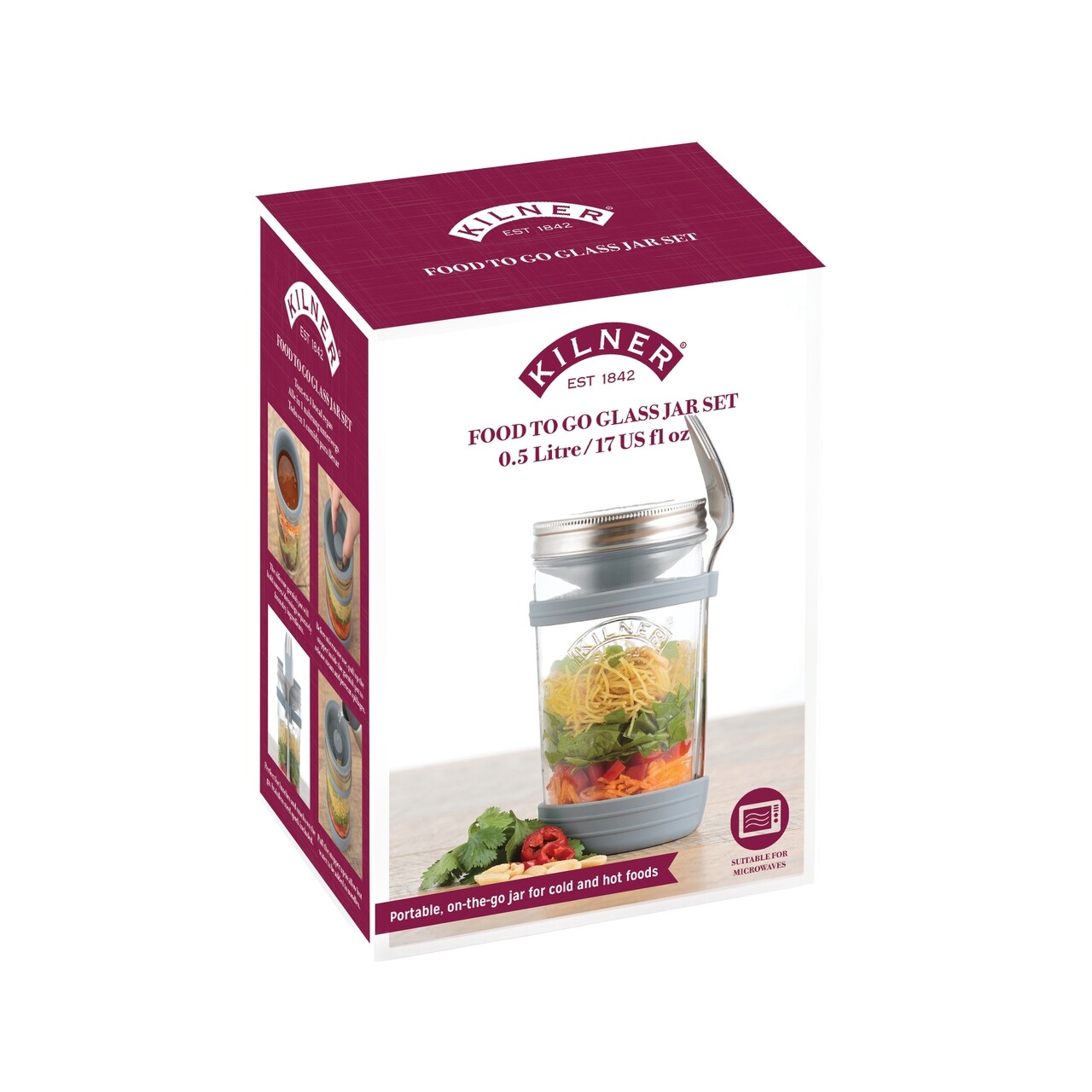 Főtt élelmiszer Tároló, Kilner, Fred, 0,50 L, üveg, átlátszó