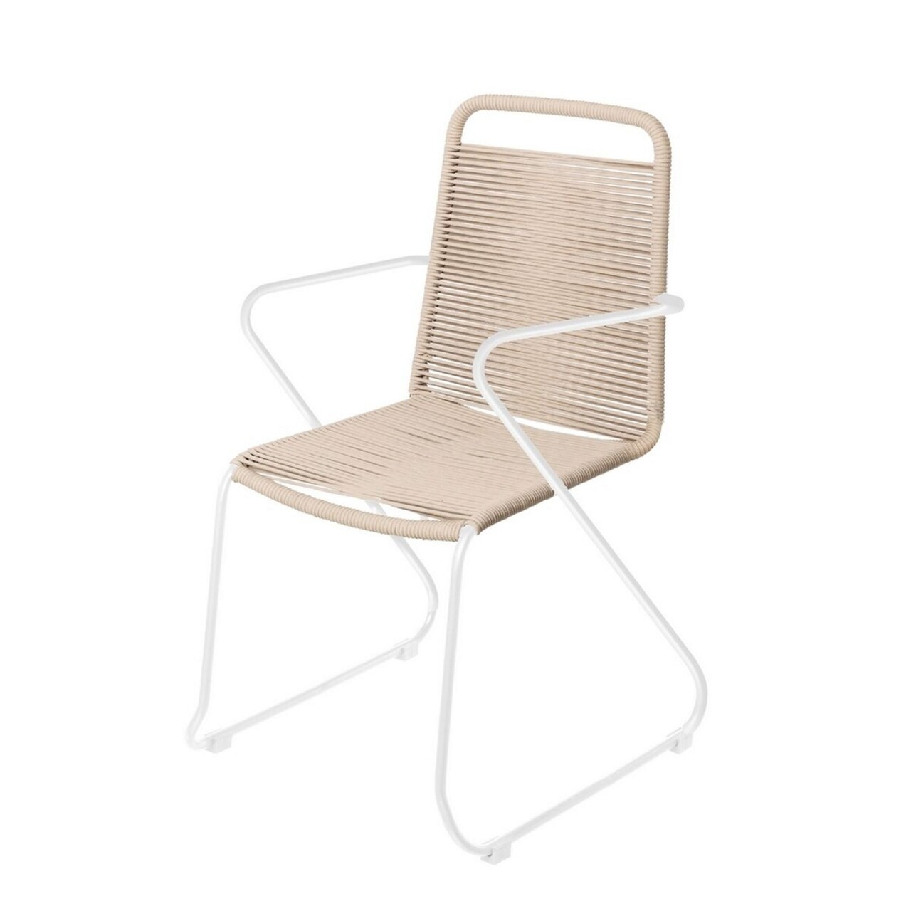 Antea Kerti szék, 53 x 53 x 88 cm, acél/madzag, grézs/fehér