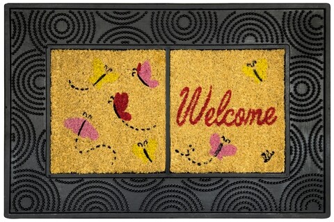 Bejárati szőnyeg, Olivio Tappeti, Window, Welcome, 40 x 60 cm, gumi / kókuszrost, sokszínű
