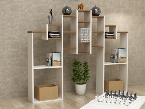 Könyvtár RF.004.004.141, Gage Concept, 150x20x120 cm, PAL, fehér / dio