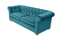 Oxford Chesterfield Kihúzhatós kanapé, 88x216x75 cm, 3 személyes, azúr
