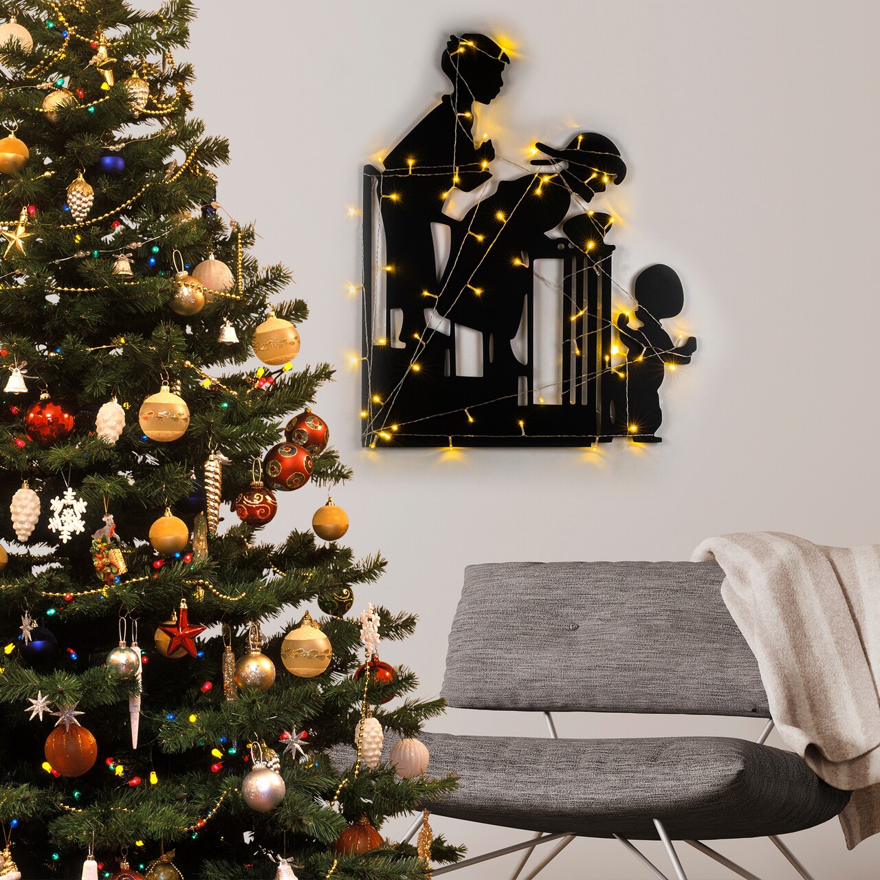 Tanelorn fénydekoráció, xmasblack-018, 39x86 cm, fém, fekete